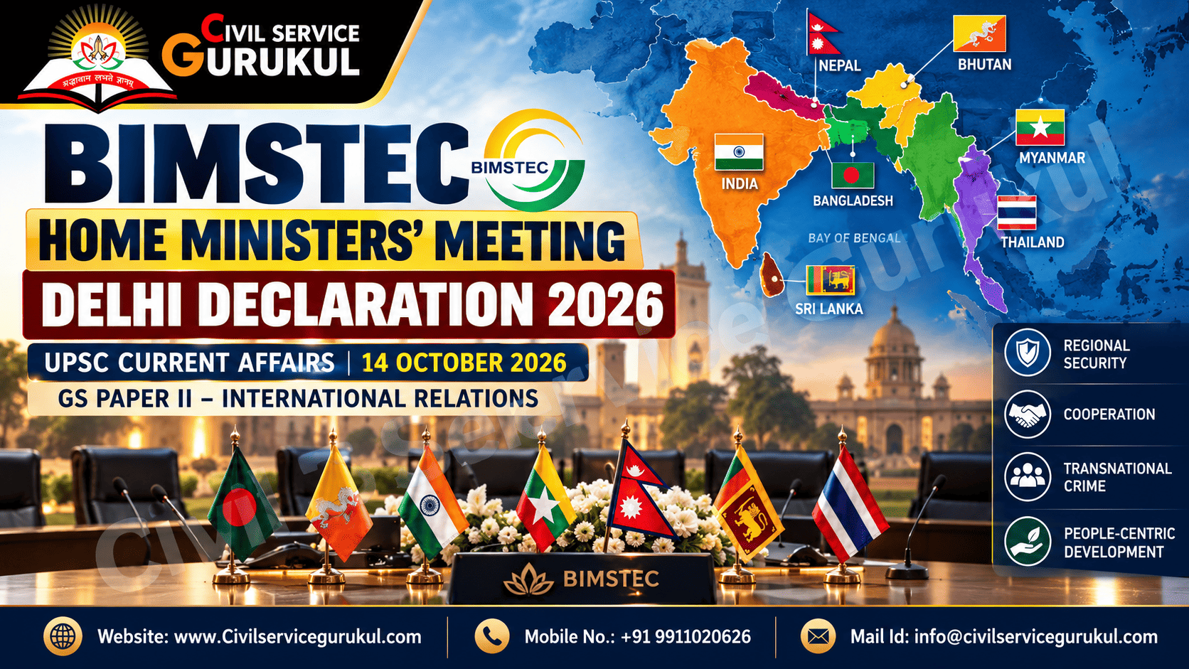 BIMSTEC Delhi Declaration 2026: First Home Ministers' Meeting, India's Security Diplomacy & UPSC Prelims–Mains Analysis