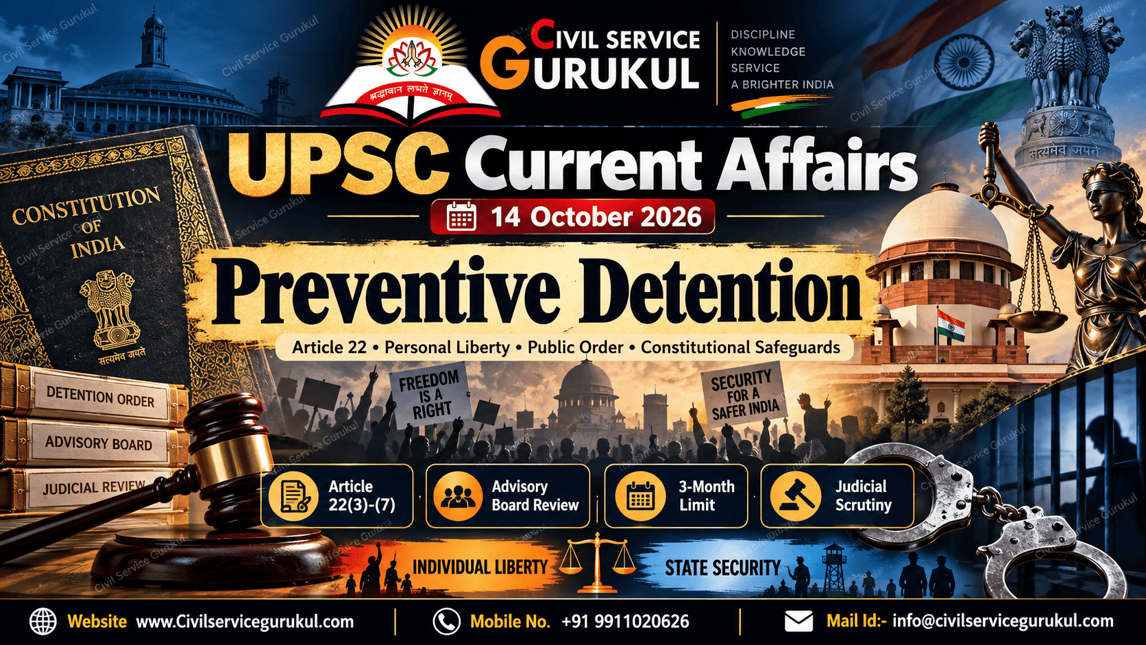 Preventive Detention in India: Article 22, Supreme Court Safeguards and the Right to Personal Liberty | UPSC 2026