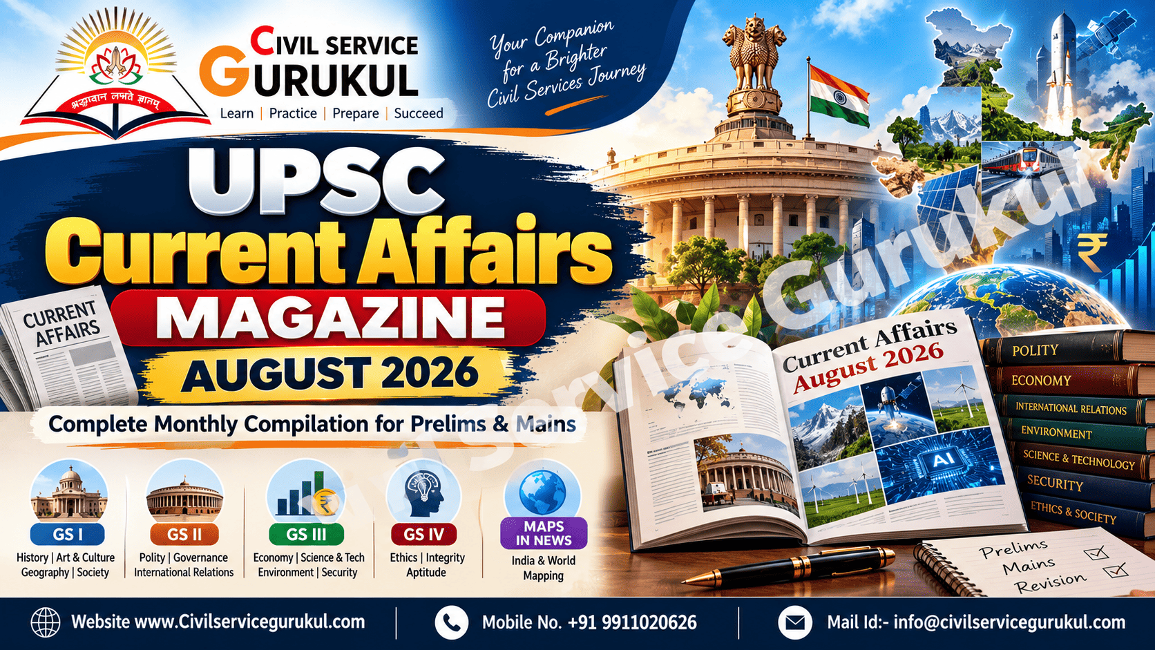 August 2026 UPSC Current Affairs: GS-Wise Monthly Revision of the Most Important Issues