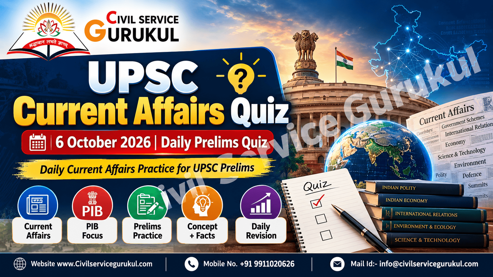 UPSC Current Affairs Quiz – 6 October 2026: Test Today’s High-Yield Prelims Topics