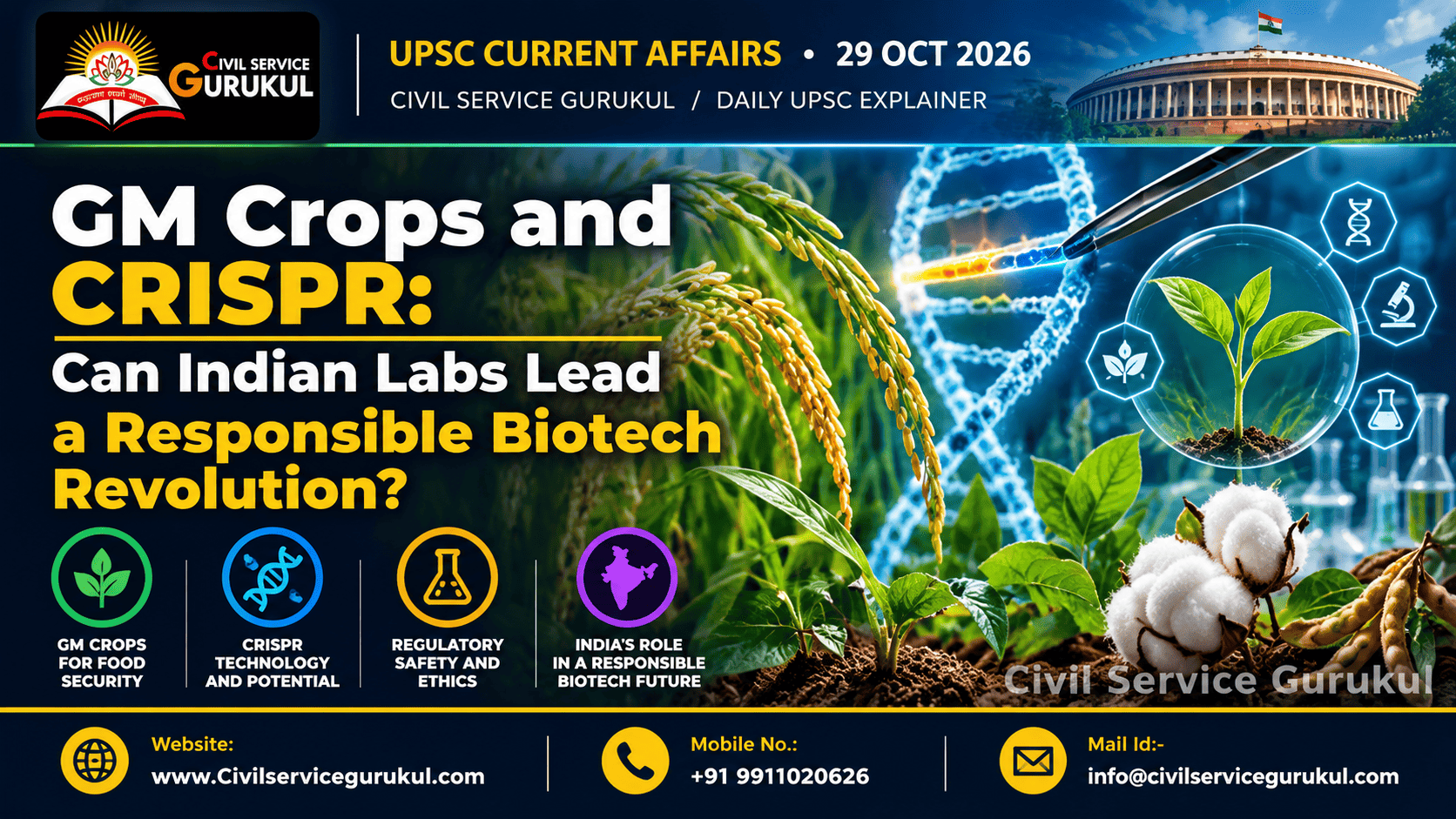 GM Crops & CRISPR in India 2026: GEAC and UPSC Notes