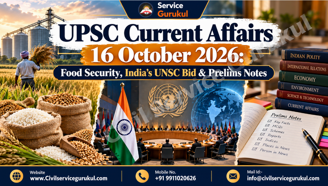 UPSC Current Affairs 16 October 2026: Food Security, India’s UNSC Bid & Prelims Notes