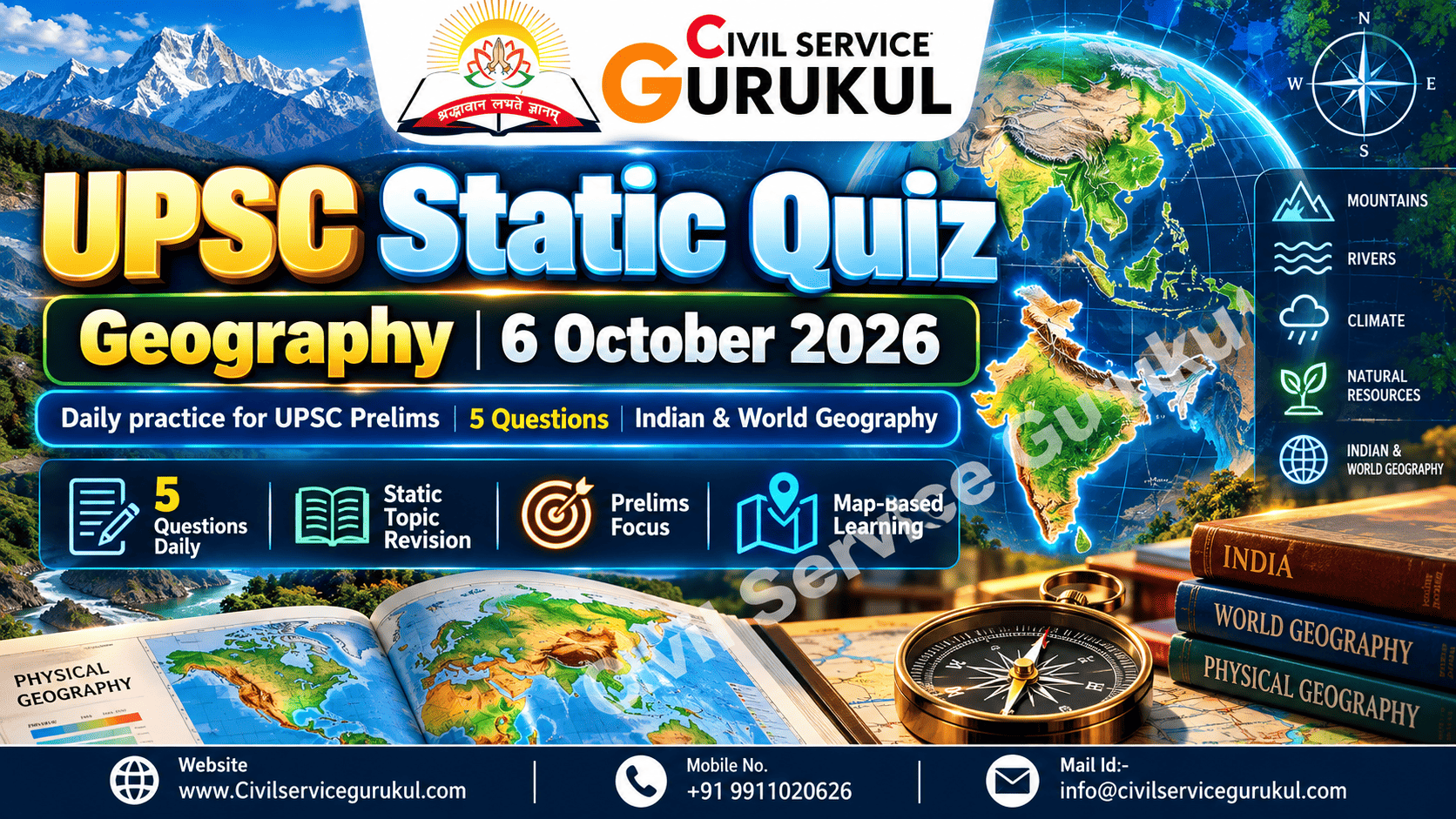 UPSC Static Geography Quiz – 6 October 2026: Test Your Indian & World Geography Concepts